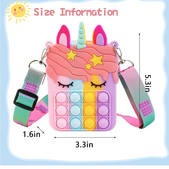 NWOT Rainbow Unicorn Pop It Mini Purse - Picture 5 of 15